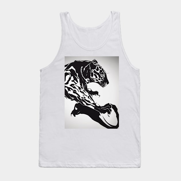 Jaguar Shadow Silhouette Anime Style Collection No. 175 Tank Top by cornelliusy